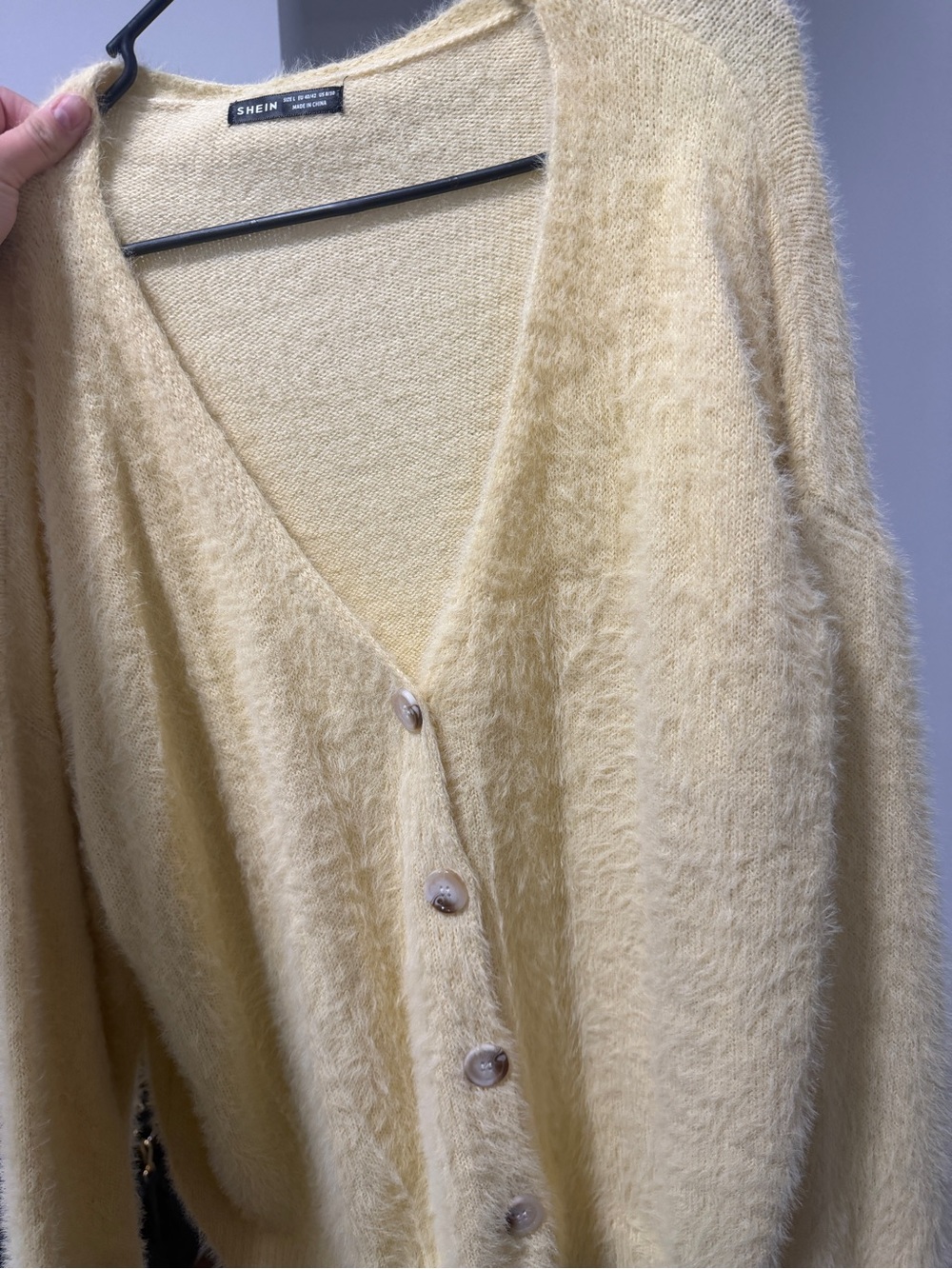 Light yellow fuzzy large cardigan